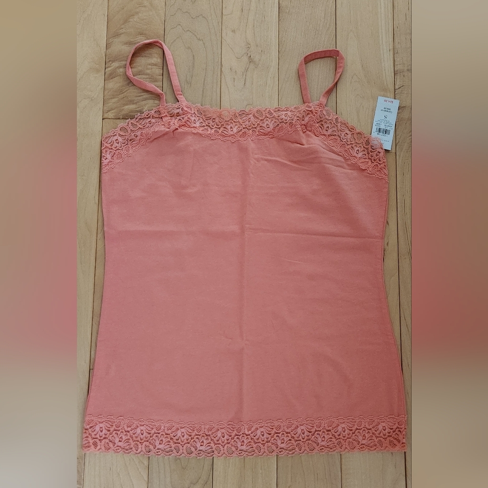 Ann Taylor orange tank tip with lace in size S